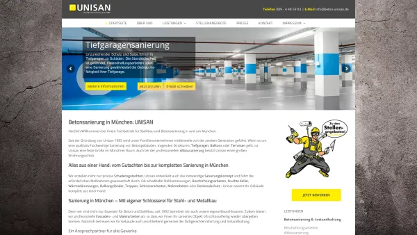 Website Screenshot: Unisan Beton - Betonsanierung in München vom Experten | Unisan GmbH - Date: 2023-06-20 10:41:51