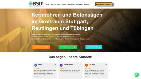 Website Screenshot: Beton-Bohr-Reutlingen -  Der freundliche Betonbohrer - Kernbohrung und Betonsägen in Stuttgart und der Region - Date: 2023-06-16 10:11:20