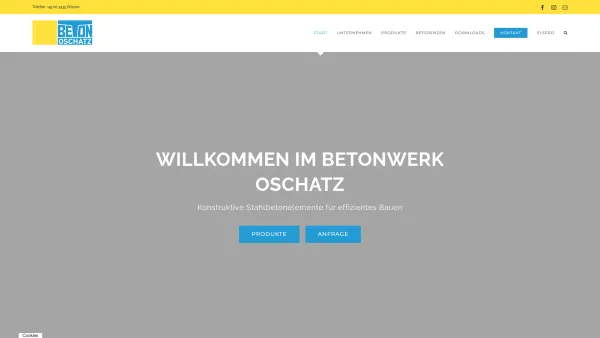 Website Screenshot: Betonwerk Oschatz GmbH - Home - Betonwerk Oschatz - Date: 2023-06-16 10:11:20