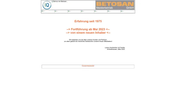 Website Screenshot: Betosan GmbH -  Erfahrung seit über 30 Jahren - --- - Date: 2023-06-16 10:11:20