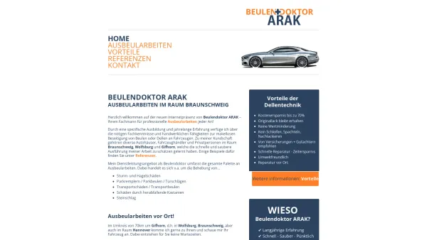Website Screenshot: Beulendoktor-arak - Beulendoktor ARAK - Ausbeularbeiten in Gifhorn, Wolfsburg & Braunschweig - Date: 2023-06-16 10:11:20