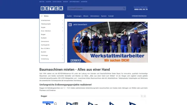 Website Screenshot: Arbeitsbühnen & Baumaschinen Beyer Mietgeräte für den Profi und den Selbermacher! - Baumaschinen mieten | BEYER-Mietservice - Date: 2023-06-16 10:11:20