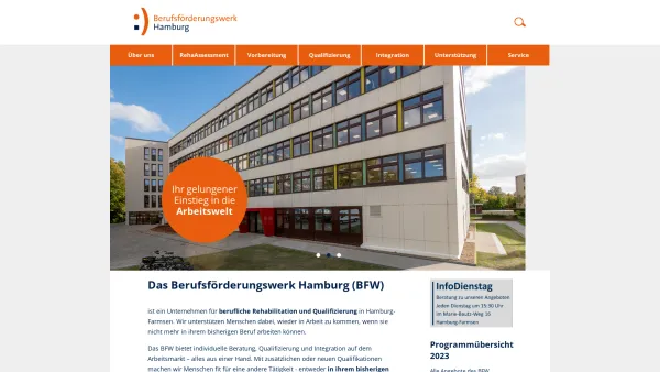Website Screenshot: BFW Berufsförderungswerk Hamburg GmbH - Start - Date: 2023-06-20 10:41:51