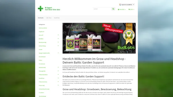 Website Screenshot: Baltic Garden Support - BG-Support Ihr Growshop, Headshop und CBD-Shop im Norden - Date: 2023-06-20 10:41:51