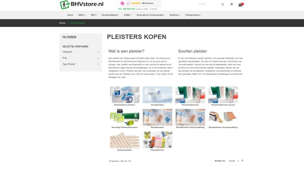 Website Screenshot: BHVstore.nl - Pleisters kopen? Koop uw pleister eenvoudig online - Date: 2023-06-20 10:41:51
