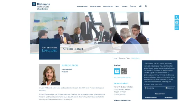 Website Screenshot: Astrid Lerch | Steuerberater - Steuerberaterin Astrid Lerch | Sozietät Bietmann - Date: 2023-06-20 10:41:51