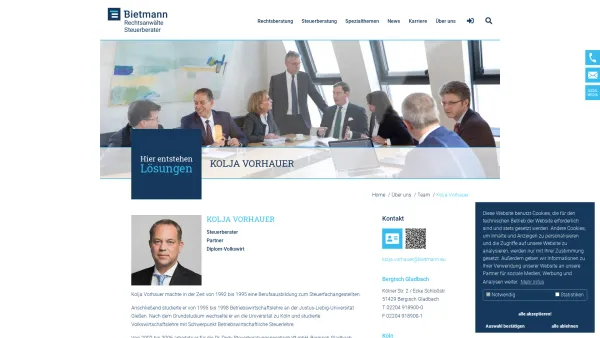Website Screenshot: Kolja Vorhauer Steuerberater - Steuerberater Kolja Vorhauer | Sozietät Bietmann - Date: 2023-06-20 10:41:51