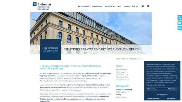 Website Screenshot: Sozietät Bietmann - Ihr Rechtsanwalt in Berlin | Steuerberater | Sozietät Bietmann - Date: 2023-06-20 10:41:51