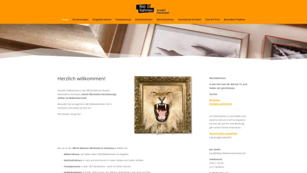Website Screenshot: Bild & Rahmen KreativWerkstatt - Home - Bild und Rahmen Konstanz - Date: 2023-06-16 10:11:20