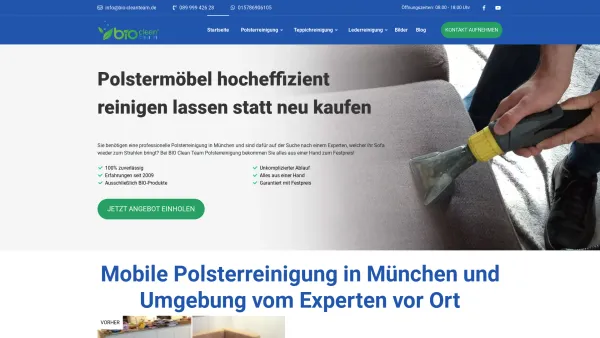Website Screenshot: BIO Clean Team - Polsterreinigung München & Sofareinigung vom Experten ? - Date: 2023-06-16 10:11:20