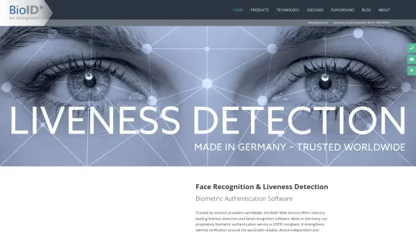 Website Screenshot: BioID GmbH - Face Recognition & Liveness Detection Software | Biometrics - BioID - Date: 2023-06-20 10:41:51