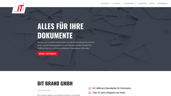 Website Screenshot: BIT Brand Informations und Telekommunikationslösungen GmbH - Mailings und Transaktionsdokumente | BIT Brand GmbH - Date: 2023-06-16 10:11:20