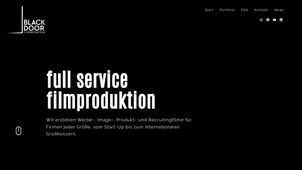 Website Screenshot: BlackDoor Filmproduktion Saarland - Filmproduktion | BlackDoor | Filmproduktion für Imagefilm - Date: 2023-06-20 10:41:51