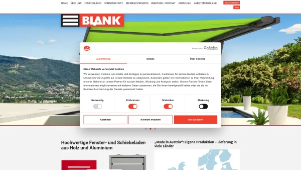 Website Screenshot: A. BLANK GmbH Rollladen, Fensterladen, Faltladen, Schiebeladen, Sonnenschutzsysteme. - Fensterläden und Markisen vom Profi | A. BLANK GmbH - Date: 2023-06-16 10:11:23