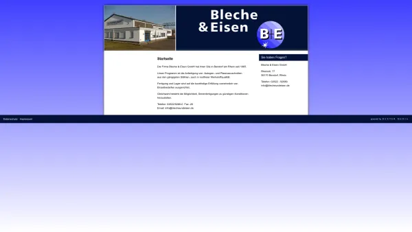 Website Screenshot: Bleche & Eisen GmbH - Startseite | Bleche & Eisen GmbH - Date: 2023-06-16 10:11:23