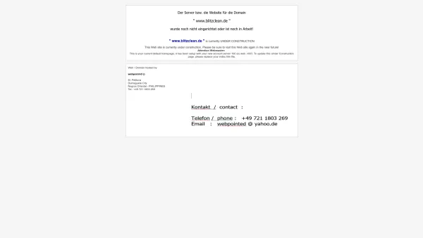 Website Screenshot: Blitz Clean Gebäudereinigung - Der Server bzw. die Website von *** v003 @ server100 webpoint-D *** ist noch nicht eingerichtet! - Date: 2023-06-16 10:11:23