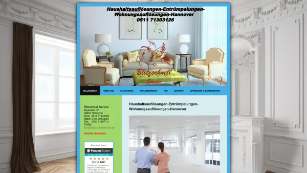 Website Screenshot: Blitzschnell Service - Haushaltsauflösungen, Entrümpelungen, Wohnungsauflösungen Hannover - Date: 2023-06-16 10:11:23