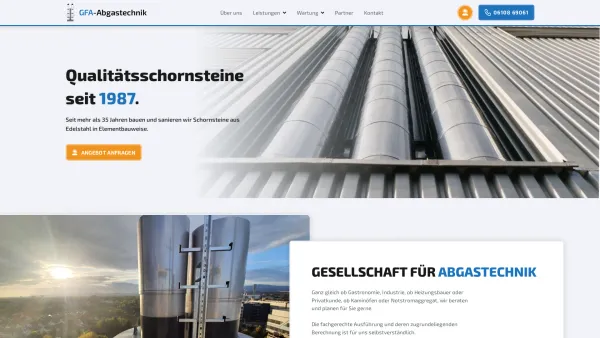 Website Screenshot: Gesellschaft für Abgastechnik mbH - Schornsteinbauer seit 1987 – GFA-Abgastechnik - Date: 2023-06-16 10:11:23