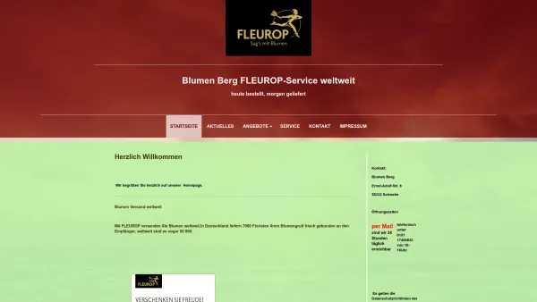 Website Screenshot: FLEUROP BLUMEN BERG -  Blumenversand weltweit! - Meine Homepage - Startseite - Date: 2023-06-16 10:11:23