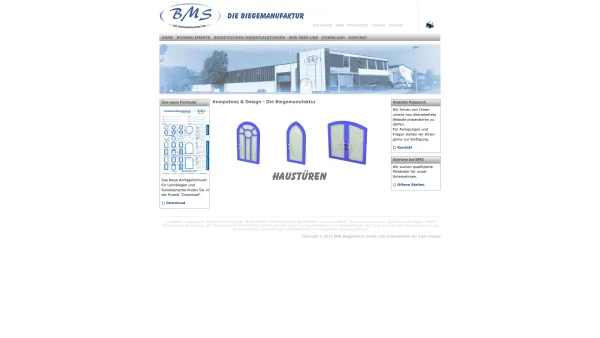 Website Screenshot: BMS Biegetechnik GmbH - Lohnbiegen, Lohnbiegerei, Rundfenster, Korbbogen, Bogenfenster, Wetterbänke, Aluminium Biegen, Aluminiumbiegetechnik, Aluminiumprofil biegen - Date: 2023-06-20 10:41:51