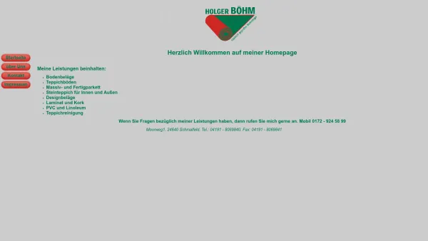 Website Screenshot: Holger Böhm Bodenleger - Holger Böhm staatl.geprüfter Bodenleger - Date: 2023-06-16 10:11:23