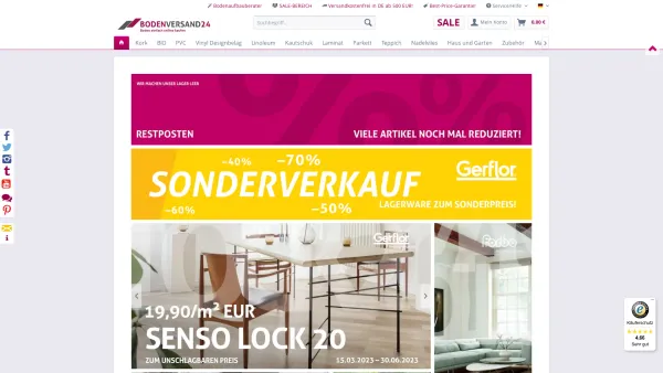 Website Screenshot: BV24 GmbH - Vinylboden, Laminat und Parkett einfach online kaufen | Bodenversand24 - Date: 2023-06-20 10:41:51