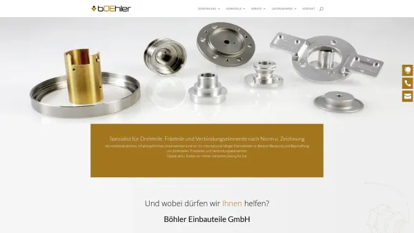 Website Screenshot: Böhler Einbauteile GmbH - Böhler Einbauteile GmbH - Drehteile | Frästeile | Verbindungselemente nach Norm u. Zeichnung - Date: 2023-06-20 10:41:51