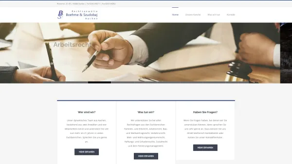 Website Screenshot: Boehme & Szudobaj Rechtsanwälte - Home - Rechtsanwalt Boehme Aachen - Date: 2023-06-16 10:11:23