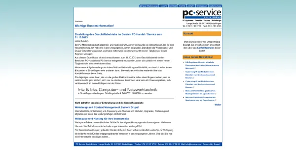 Website Screenshot: PC Service Boris Böhne -  Ihr PC-Laden in Sindelfingen.  Im Internet rund um die Uhr geöffnet. - PC Service Boris Böhne Sindelfingen - Hardware, Service, Drupal, Hosting | - Date: 2023-06-16 10:11:23