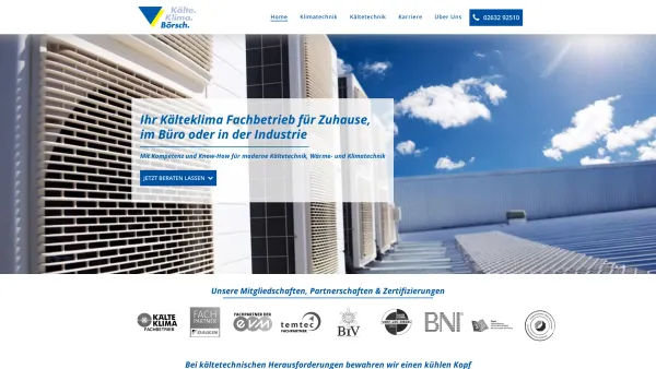 Website Screenshot: Kälte. Klima. Börsch. GmbH - Klimatechnik & Kältetechnik im Kreis Bonn - Koblenz | 53111 Bonn NRW | 56068 Koblenz RLP - Date: 2023-06-16 10:11:23