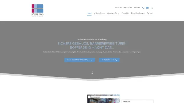 Website Screenshot: BOFFERDING GmbH - Sicherheitstechnik in Hamburg seit 1949 von Bofferding GmbH - Date: 2023-06-16 10:11:23