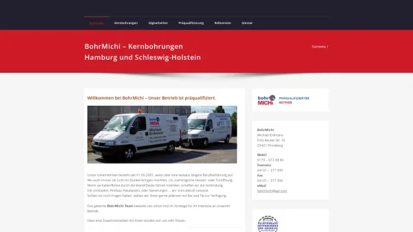 Website Screenshot: BohrMichi Diamantkernbohrung - BohrMichi - Kernbohrungen Hamburg und Schleswig-Holstein - Date: 2023-06-16 10:11:23