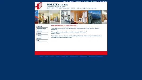 Website Screenshot: BOLTZE Haustechnik -  Heizung ·  Lüftung · Sanitär · Umwelt · Service - Boltze Haustechnik in 04177 Leipzig - Date: 2023-06-16 10:11:23