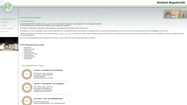 Website Screenshot: Bombeck-Bogentechnik - Bombeck-Bogentechnik ::: Ihr Rundfenster Spezialist / Zulieferteil Rundfenster - Date: 2023-06-16 10:11:23