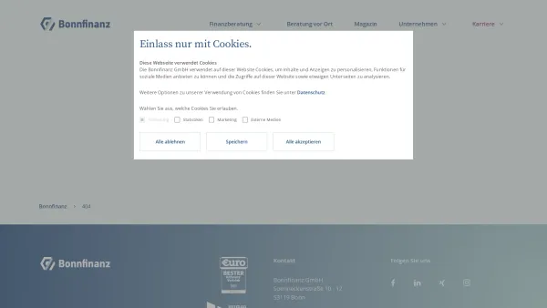 Website Screenshot: Bonnfinanz Schwaben Erwin J. Maier -  Antwort auf Vermögensfragen - Bonnfinanz bietet zielorientierte und Existenz sichernde Finanzberatung. - Date: 2023-06-16 10:11:26
