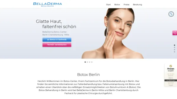 Website Screenshot: BellaDerma Botoxcenter - Botox Berlin: Faltenbehandlung im Botox-Center BellaDerma - Belladerma Botox-Center - Date: 2023-06-20 10:41:51