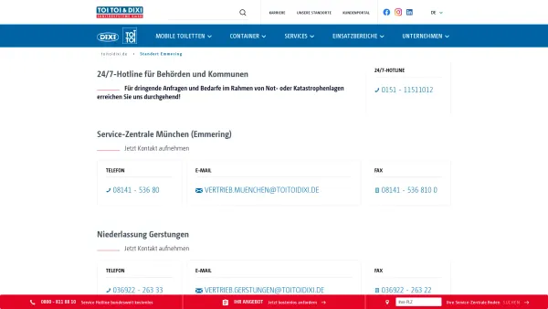 Website Screenshot: Boxi Mobil WC - Service Zentrale in München | TOI TOI & DIXI - Date: 2023-06-16 10:11:26
