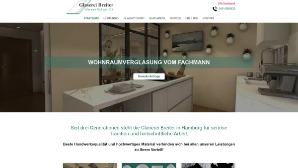 Website Screenshot: F. Breiter Bau und Reparaturglaserei - Verglasung & Glasreparatur - Glaserei in Hamburg - Date: 2023-06-16 10:11:26