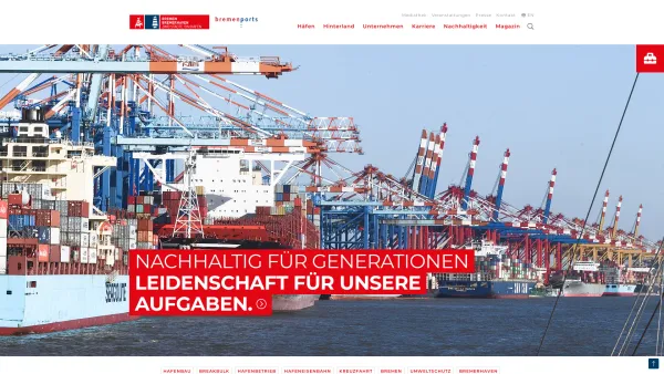 Website Screenshot: bremenports GmbH & Co. KG - bremenports - Häfen mit weltweiten Verbindungen - Date: 2023-06-16 10:11:26