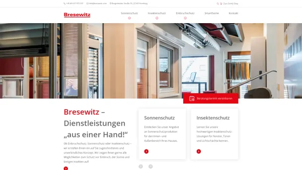 Website Screenshot: Bresewitz GmbH -  Ihr Fachbetrieb für Einbruch-, Sonnen-  und Insektenschutz im Großraum Hamburg! - Bresewitz - Einbruchschutz - Sonnenschutz - Insektenschutz - Date: 2023-06-16 10:11:26