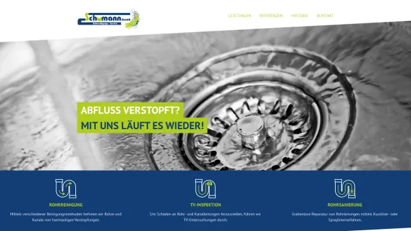 Website Screenshot: Rohr-Reinigungs-Service Schumann GmbH -  Tag und Nacht für Sie erreichbar - Wir beseitigen Rohrverstopfungen und sanieren Rohr- und Kanalleitungen - Date: 2023-06-16 10:11:29