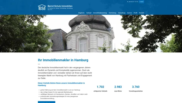 Website Screenshot: Bernd Schulz Immobilien Verwaltungs- und Vertriebsgesellschaft mbH -  Ihr Partner für Verkauf - Vermietung - Verwaltung - Immobilienmakler in Hamburg - Bernd Schulz Immobilien - Date: 2023-06-16 10:11:29