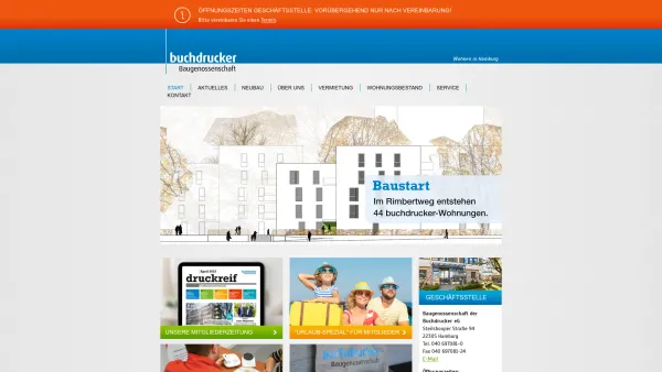 Website Screenshot: Baugenossenschaft der Buchdrucker eG - Start - Baugenossenschaft der Buchdrucker eG. Günstige Wohnungen in Hamburg mieten! - Date: 2023-06-16 10:11:29
