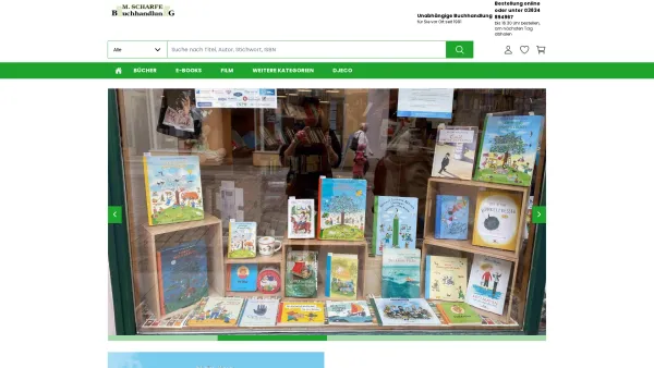 Website Screenshot: Buchhandlung M. Scharfe - Buchhandlung Scharfe - Ihre private Buchhandlung in Greifswald - Date: 2023-06-16 10:11:29