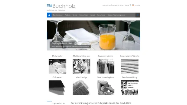 Website Screenshot: Buchholz Textilpflege GmbH -  Textile  Vollversorgung für Hotels, Industrie, Handwerk, Handel und das Gesundheitswesen. - Mietservice aus Baden-Baden - Buchholz Textilpflege - Date: 2023-06-16 10:11:29