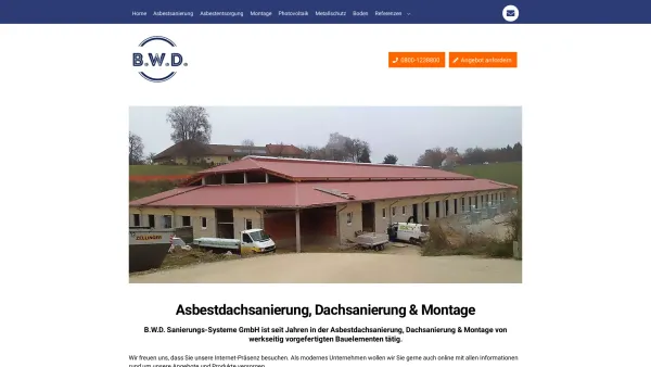 Website Screenshot: B.W.D. Sanierungs-Systeme GmbH - Dachsanierung & Asbestsanierung vom Profi – Innovativ & günstig - Date: 2023-06-20 10:41:53