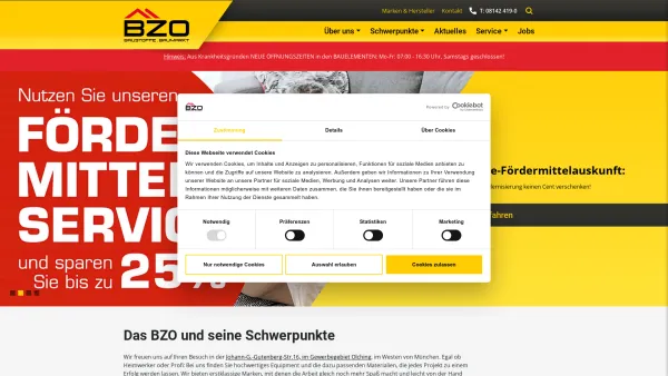 Website Screenshot: Baustoff-Zentrum Olching - Baustoff-Zentrum Olching - Ihr kompetenter Baustoffhandel im Landkreis Fürstenfeldbruck - Date: 2023-06-16 10:11:29
