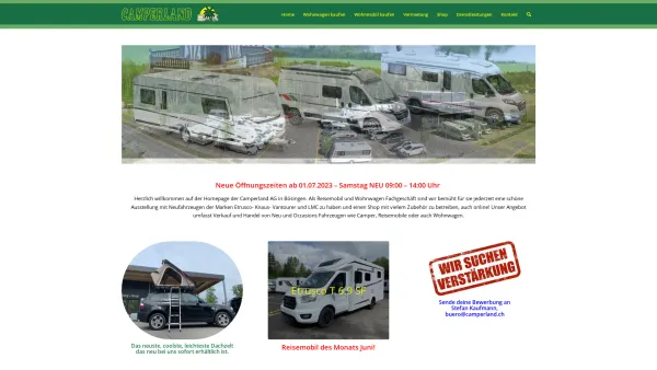 Website Screenshot: Camperland Wohnwagen kaufen und mieten - Wohnwagen, Camper und Wohnmobile von Camperland AG in Bösingen, Industriesatrasse 190, - Date: 2023-06-20 10:41:53