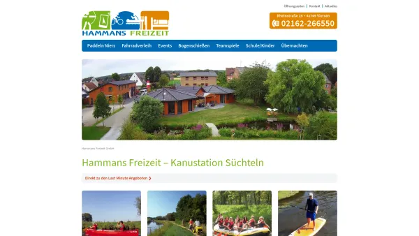 Website Screenshot: Camping & Freizeit Hammans -  Einer der  größten Outdooranbieter und Reiseveranstalter am linken Niederrhein · Kanu-, Fahrrad-, Pl - Hammans Freizeit - Kanustation Viersen-Süchteln - Date: 2023-06-16 10:11:32