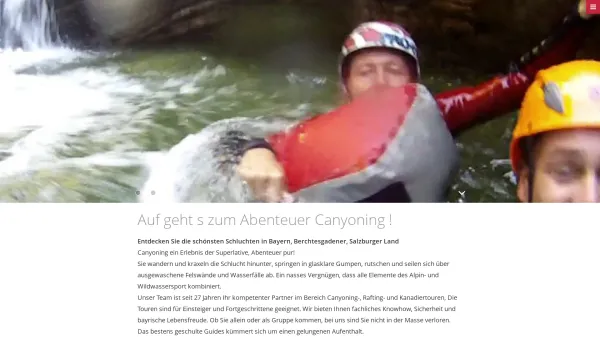 Website Screenshot: www.canyoning.de - Canyoning in Deutschland - Bayern, mit viel Fun und Action. - Date: 2023-06-16 10:11:32